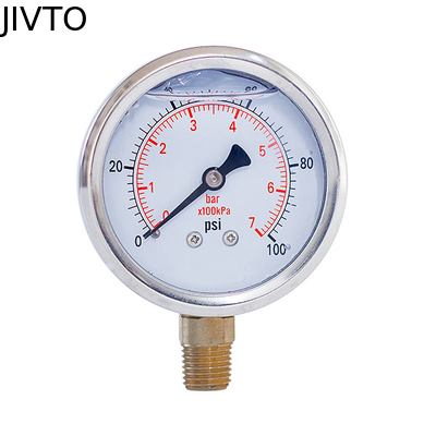 7 Bar Lower Mount  Dual Scale Pressure Gauge 1/4 NPT 2'' 50cm