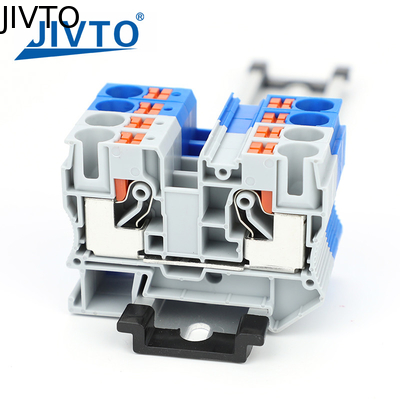 PT10 Push-in Terminal Block Din Rail Wire Connector Elétrico 10mm2 Spring Feed-Through Strip Plug PT-10
