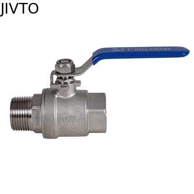 JIVTO válvula de esferas de duas peças com alça de alavanca. Aço inoxidável, porta NPT, padrão ANSI.